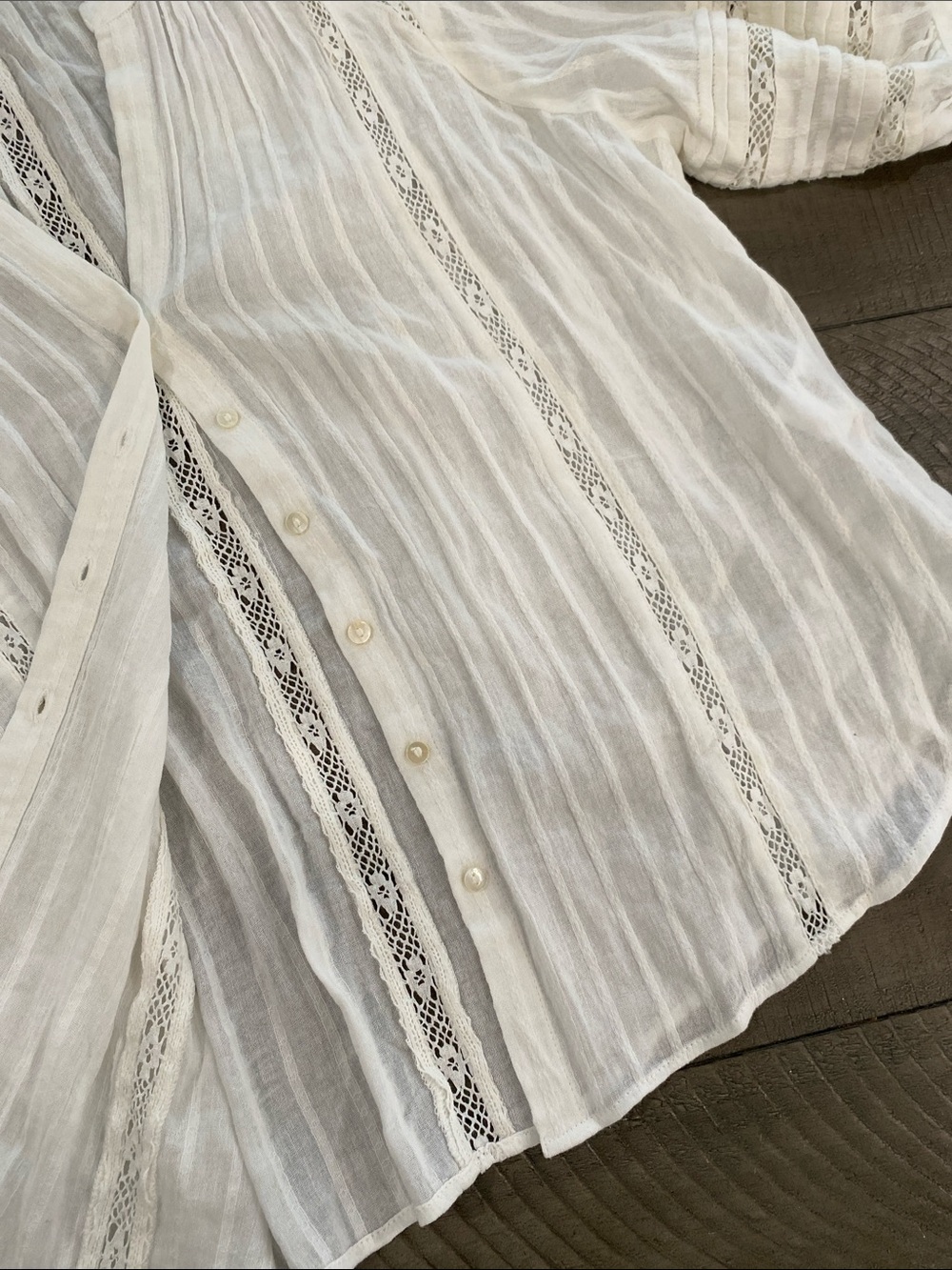 Z Supply White Lace-Trim Button Front Peasant Blouse - Picture 4 of 5